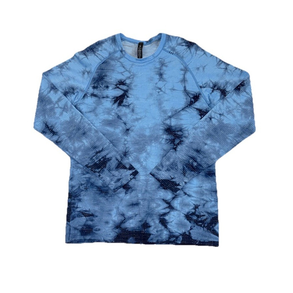 LULULEMON METAL VENT TECH LONG SLEEVE MARBLE DYE BLUE SMALL